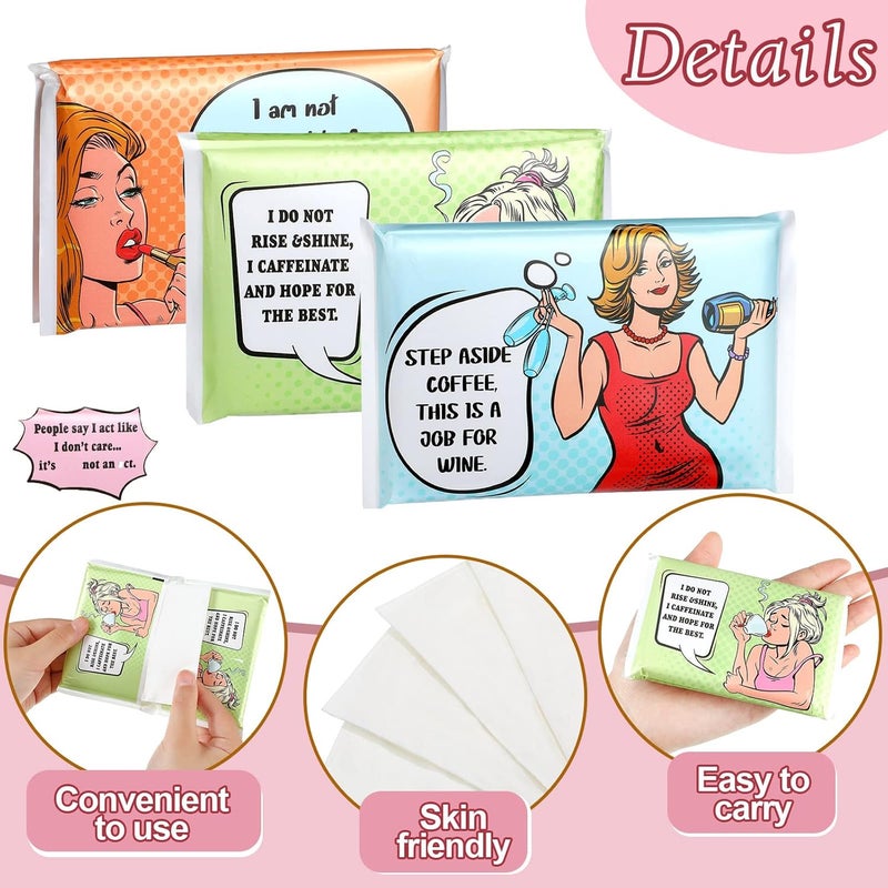 Geyee 24 Packs Travel Size Tissue Pocket Slim Pack Facial 3 Ply Wallet Size Pocket Tissues for Travel Wedding Party Favors, 6 Styles(Office Lady) - Image 3